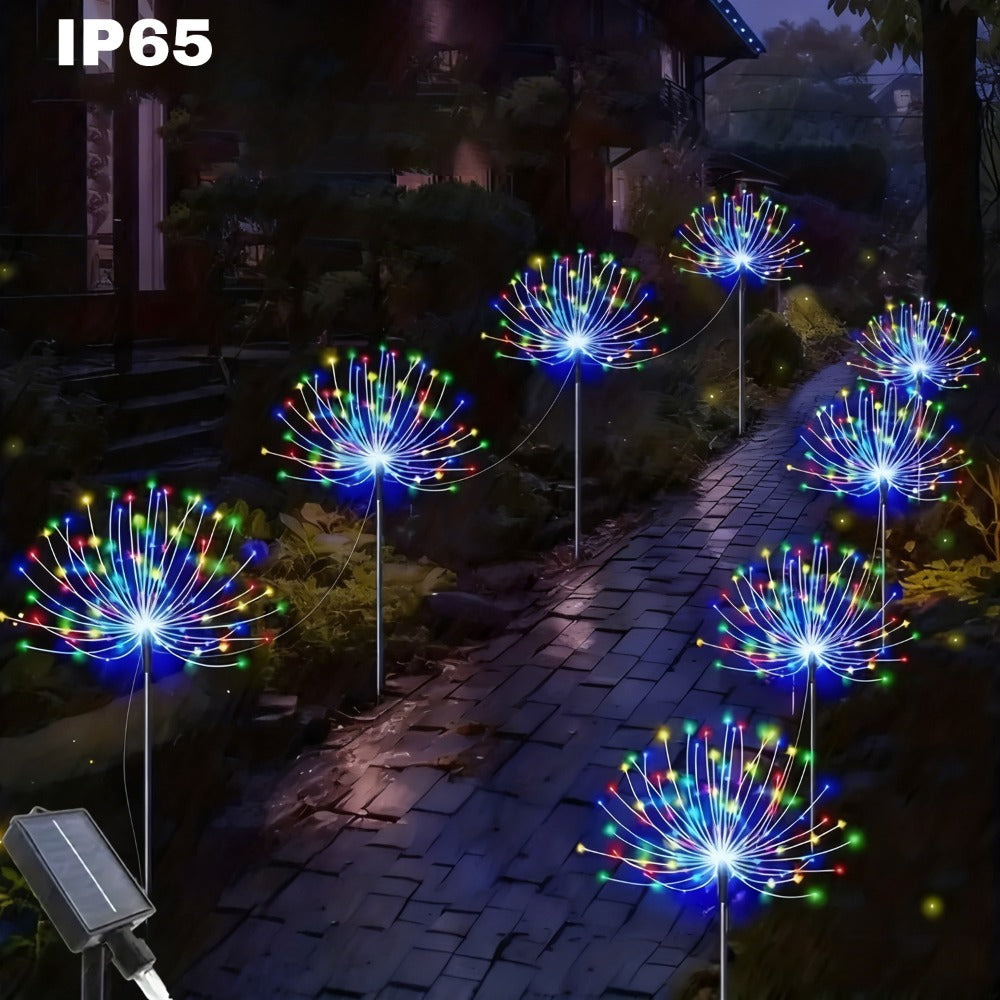 Solar Garden Light Firework Stakes with 8 Modes, 4 or 12-Pack Choices and White or Multicolor LEDs
