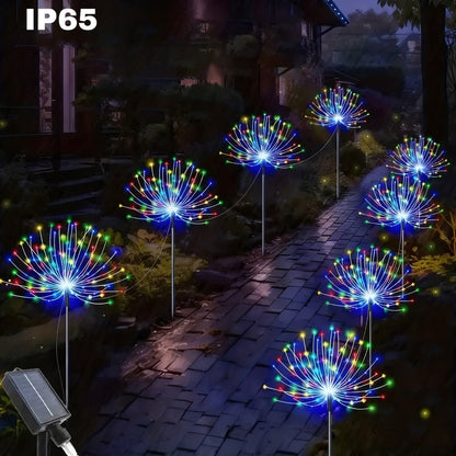 Solar Garden Light Firework Stakes with 8 Modes, 4 or 12-Pack Choices and White or Multicolor LEDs