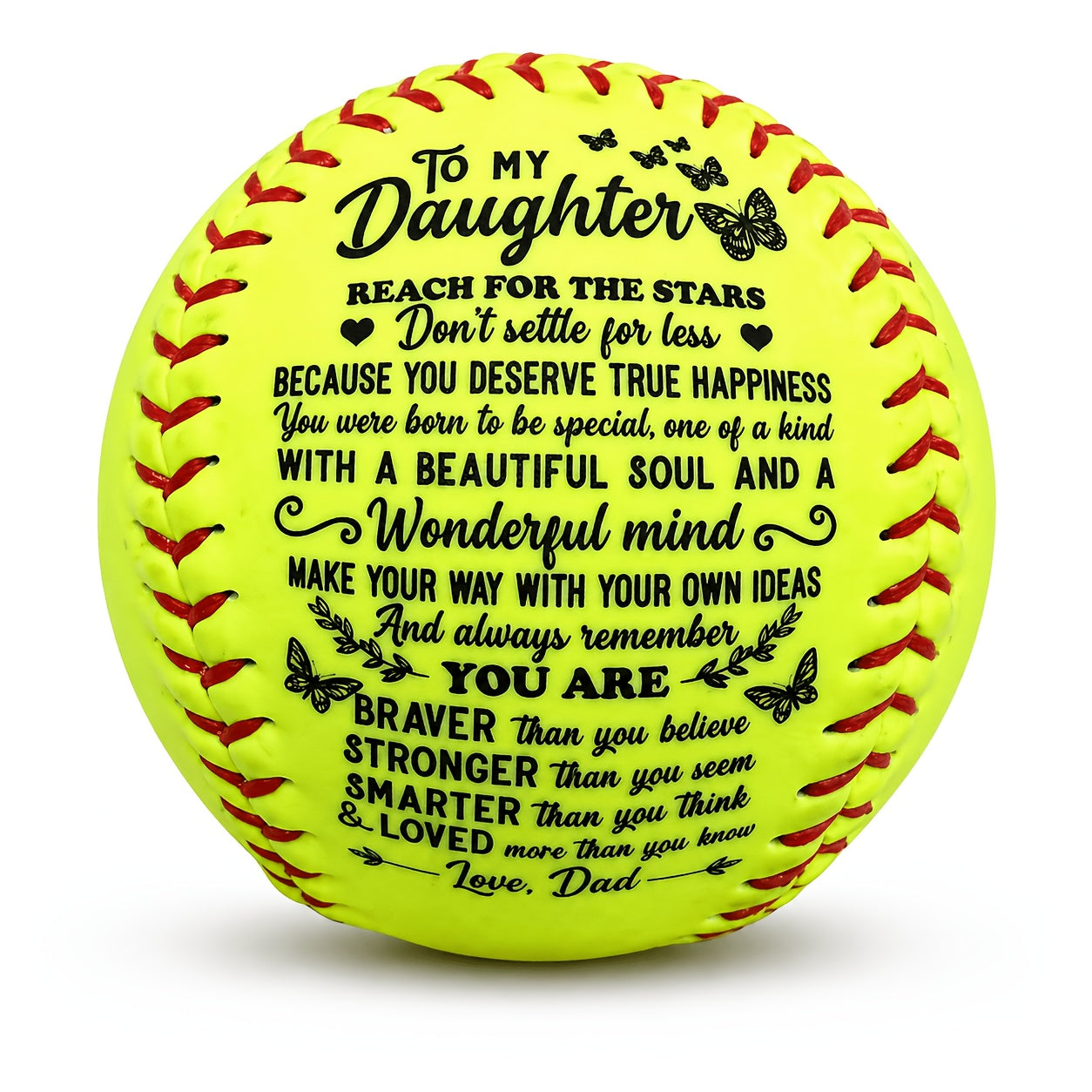 Personalized Softball Gift for Daughter – "To My Daughter" Inspirational Message Ball, International Standard Fastpitch Softball
