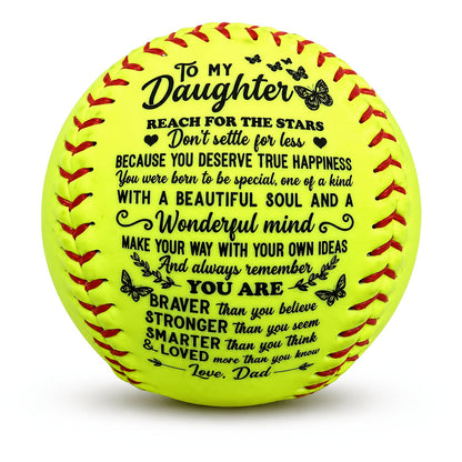 Personalized Softball Gift for Daughter – "To My Daughter" Inspirational Message Ball, International Standard Fastpitch Softball