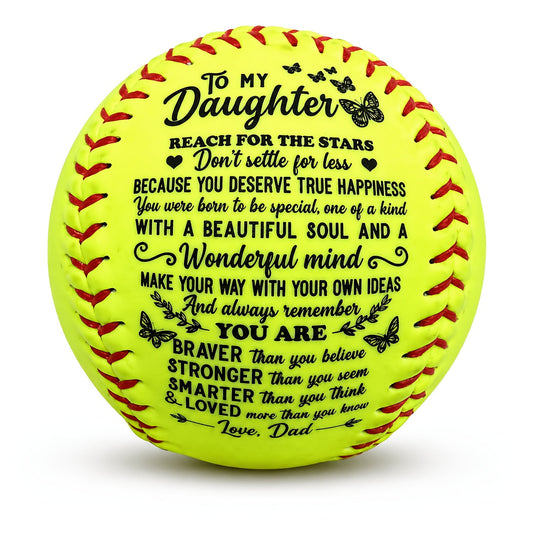 Personalized Softball Gift for Daughter – "To My Daughter" Inspirational Message Ball, International Standard Fastpitch Softball