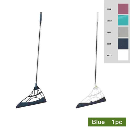 Extra Long Broom 45 Inch – Stainless Steel Handle, Unflagged Bristles, Rubber Sweep for Pet Hair & Debris