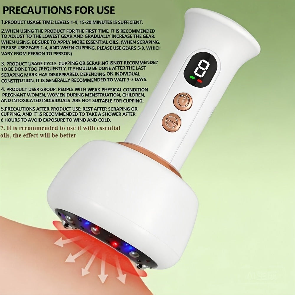 Vacuum Cupping Massager USB Rechargeable Scraping Massage Device Intelligent Suction Cup with 1200mAh Battery for Home or Salon Spa Use