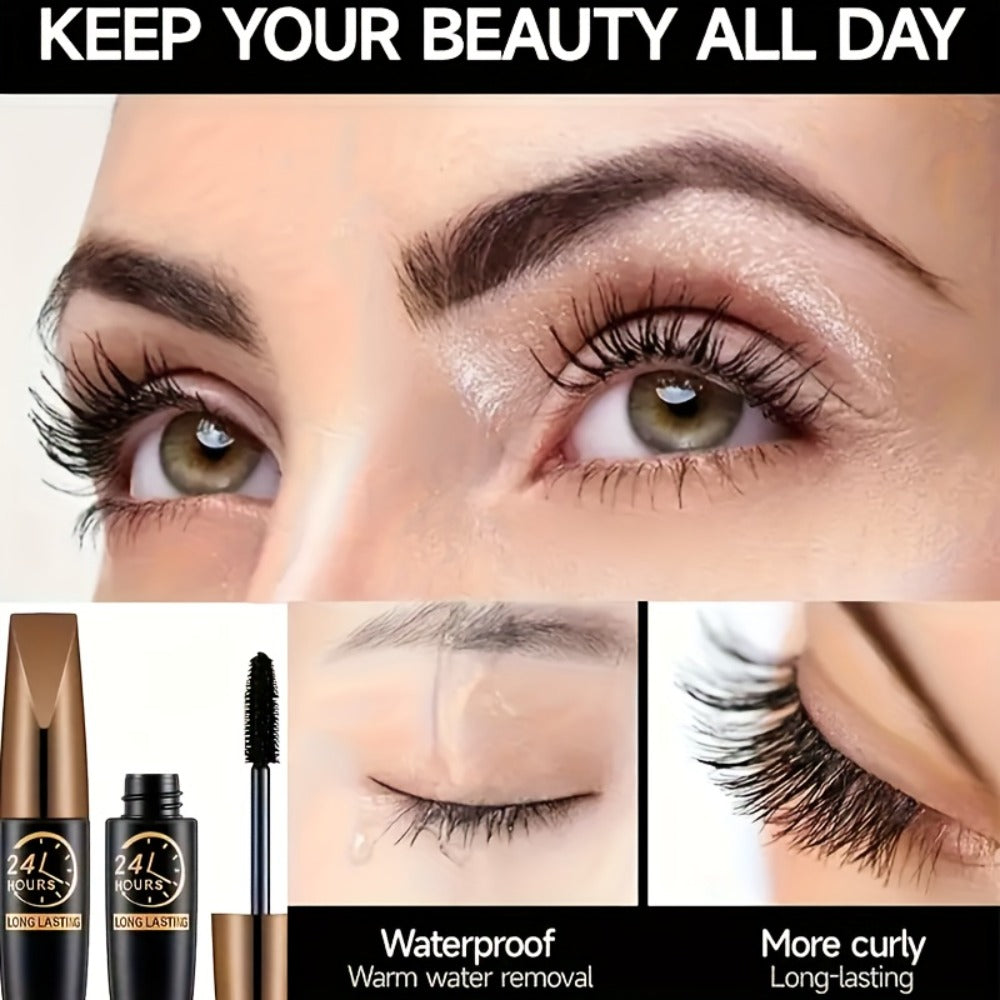 8D Fiber Mascara Set 2 Pcs Volumizing Lengthening Smudge-Proof Waterproof Lash Extension, for Makeup, Travel and Everyday Vanity Use