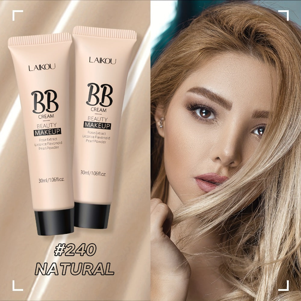 BB Cream 2 Pcs Set Waterproof, Pore-Minimizing Full Coverage Foundation with Blemish Concealer & Glycerin Hydration