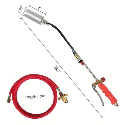 Long-Reach Propane Torch Kits with Hose, Adjustable Flame Valve and Red or Black Configurations