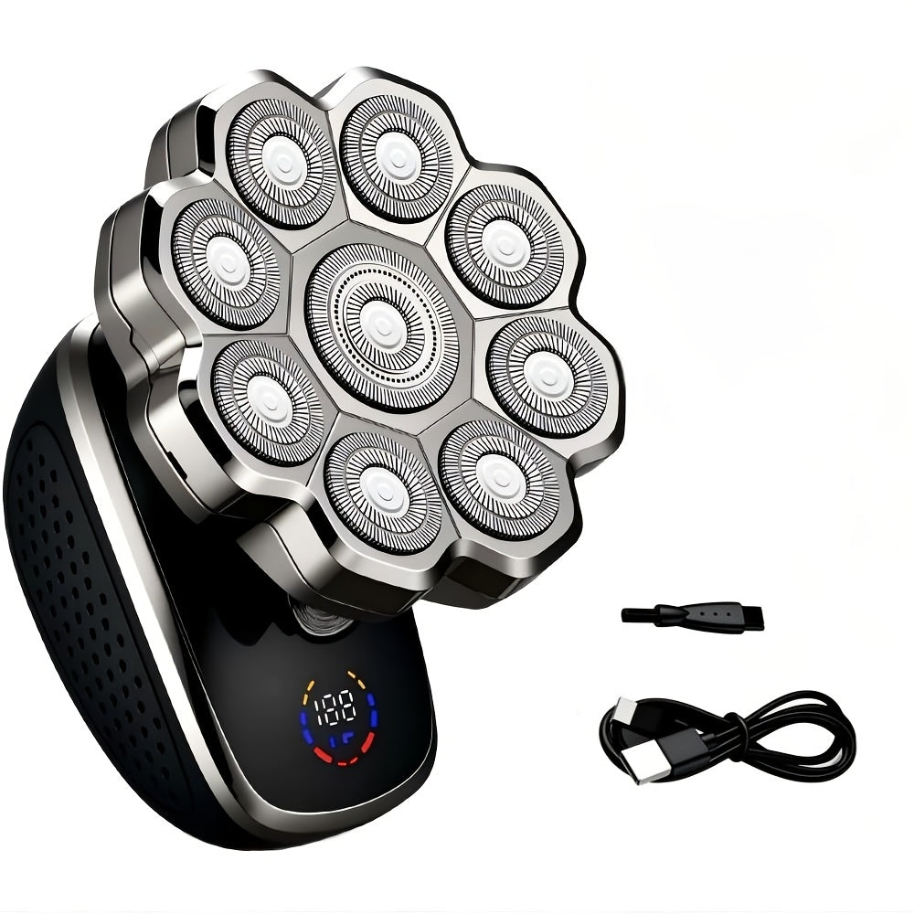 Electric Shaver 5-in-1 Bald-Head Grooming Tool with 7D or 9D Floating Heads and Magnetic Blade Options