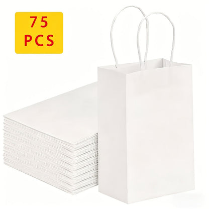 Paper Bags with Handles Bulk – Kraft Paper Gift Bags 25/75/100/300 Pcs, Black White Brown Reusable Shopping Bags for Small Business Retail