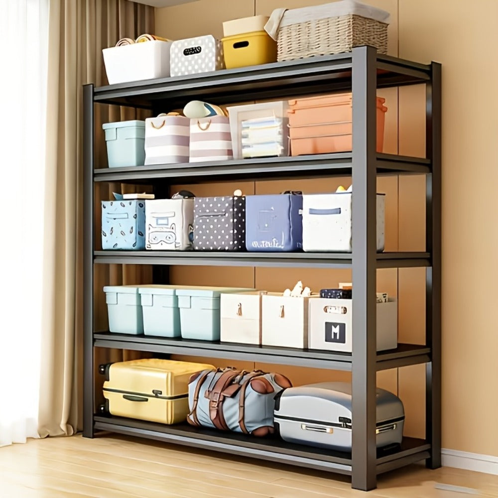 Metal Shelving Unit 5-Tier - Powder-Coated Steel Storage Rack, Adjustable Height, No-Tool Assembly