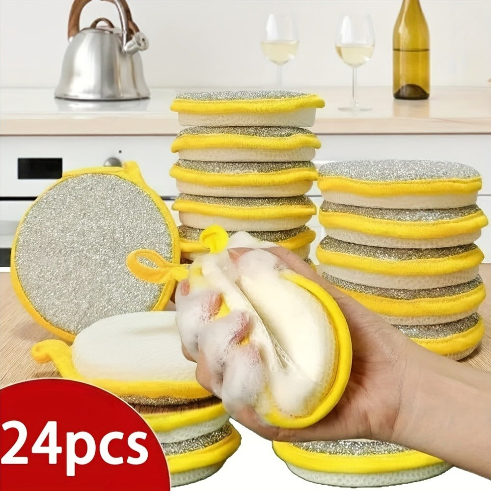 Kitchen Cleaning Sponges 24 Pack Double-Sided Anti-Scratch Reusable Washable Multi-Purpose Scrub Sponge for Dishes Pots Pans Home Restaurant
