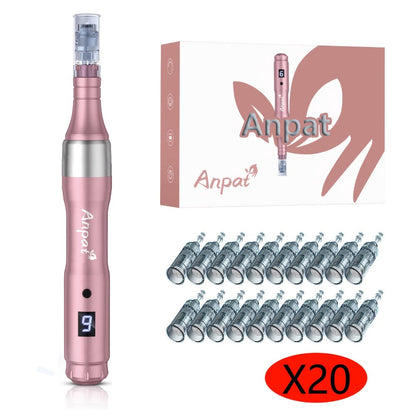 Electric Derma Pen Microneedling Device, Professional 6-Speed Wireless Adjustable Dermapen with 20pcs Replacement Cartridges
