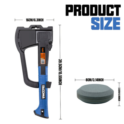 Camping Hatchet 15 Inch Splitting Axe 45 Carbon Steel with Nylon Rubber Non-Slip Handle – Teflon Blade, Blade Cover & Optional Whetstone Set