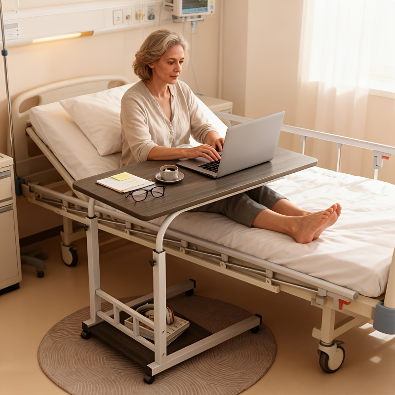 Bedside Table with Wheels Adjustable Height – Multi-Style Nursing Care Table for Elderly & Patients | Single & 3-Tier Rolling Overbed Dining