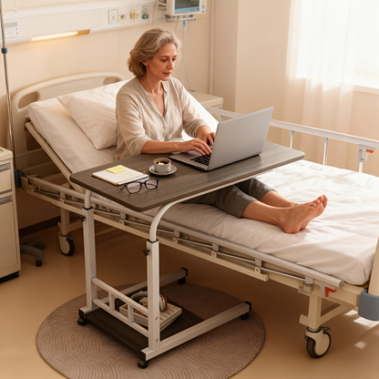 Bedside Table with Wheels Adjustable Height – Multi-Style Nursing Care Table for Elderly & Patients | Single & 3-Tier Rolling Overbed Dining