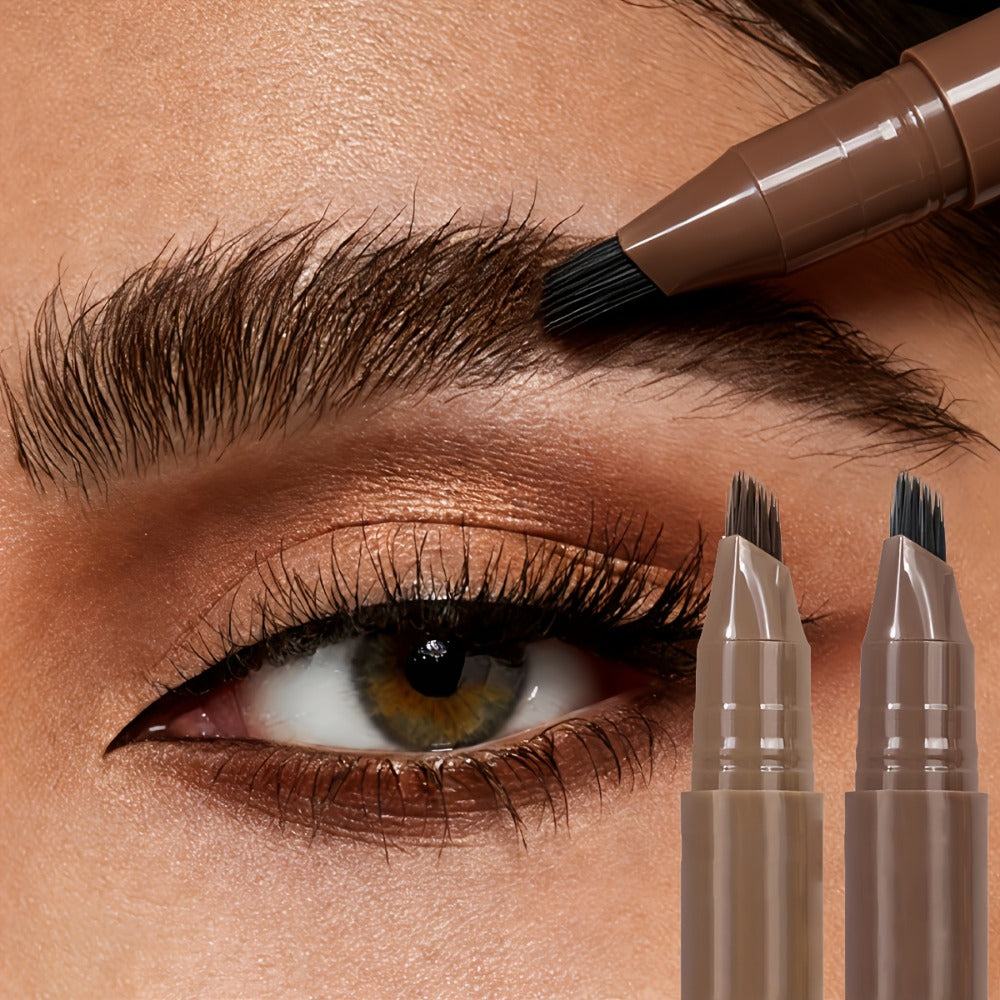 Two-Pack Multi-Fork Tip Eyebrow Pens with Capped Bodies, Approx. 11.3 cm Length and Four Color Label Options
