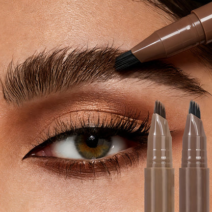 Two-Pack Multi-Fork Tip Eyebrow Pens with Capped Bodies, Approx. 11.3 cm Length and Four Color Label Options