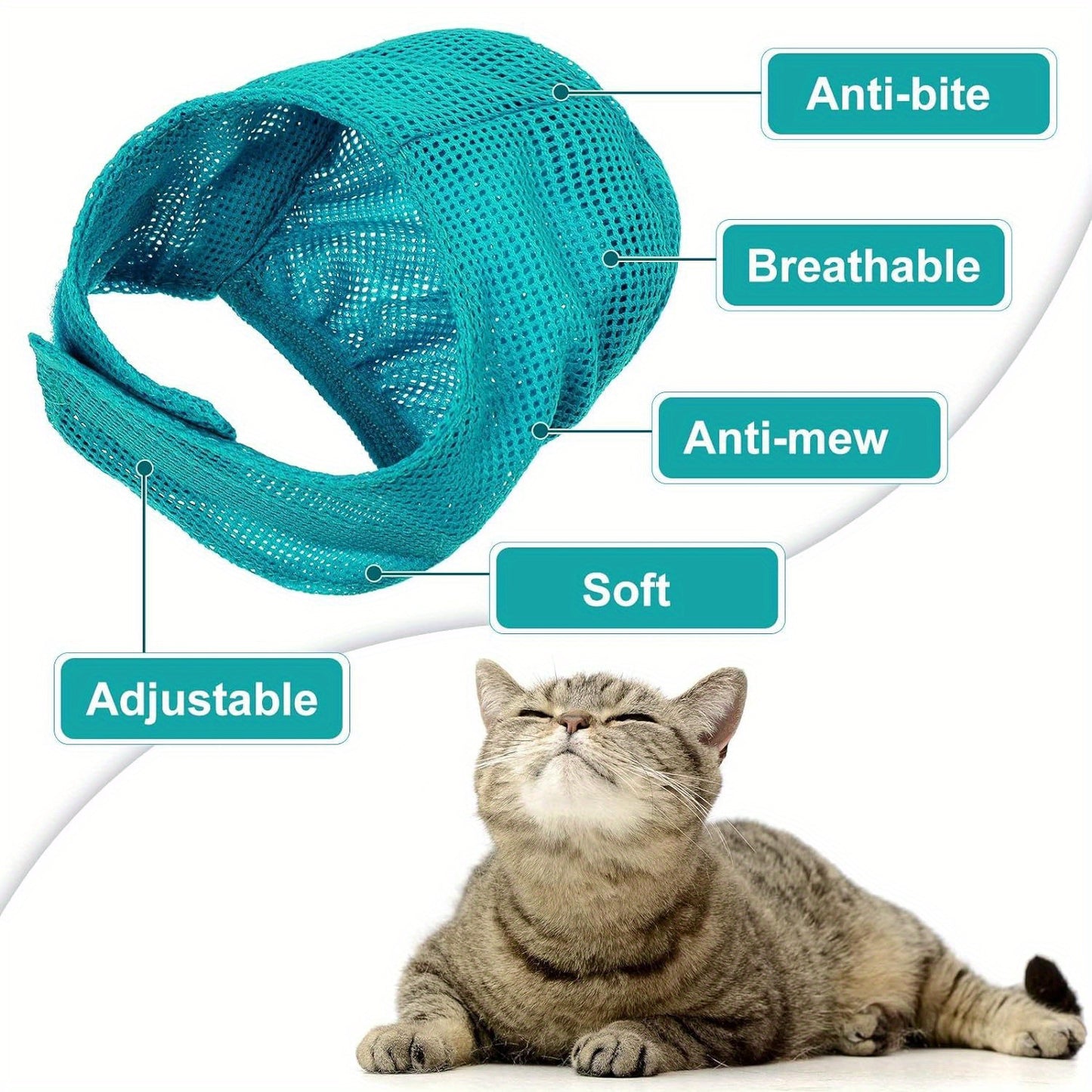 Cat Grooming Kit 5-Piece Set – Adjustable Bathing Bag, Nail Clippers, Flea Comb, Massage Brush & Grooming Net | Complete Cat Care Tools