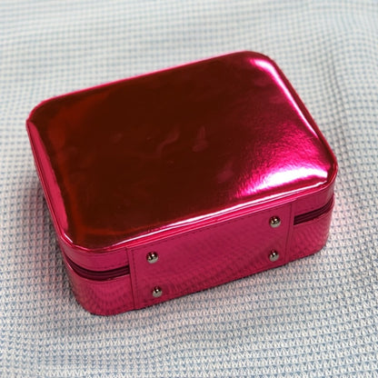 Glitter Makeup Travel Case Hard Shell Large Capacity Flat Lay Organizer Luxury Cosmetic Storage Box for Women Portable Fits in Suitcase Gold