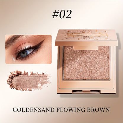 Shimmer Eyeshadow Palette 5 Shades Glowing Waterproof Creamy Blendable Formula with Built-in, for Makeup, Travel and Everyday Vanity Use