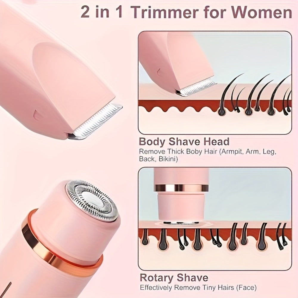 Electric Shaver 2-in-1 Bikini and Facial Razor with USB Rechargeable Power for Dry or Wet Use in Three Colors