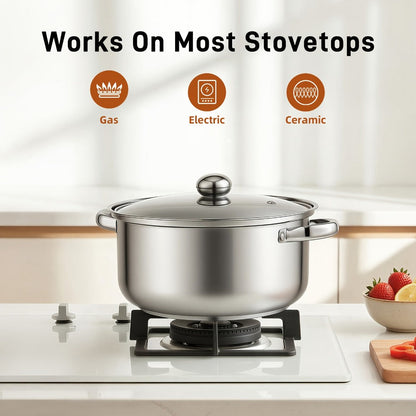 Stainless Steel Soup Pot Apple Pot Heat Resistant Handles Versatile Cookware for Boiling for Home Cooking, Dining and Outdoor Meals