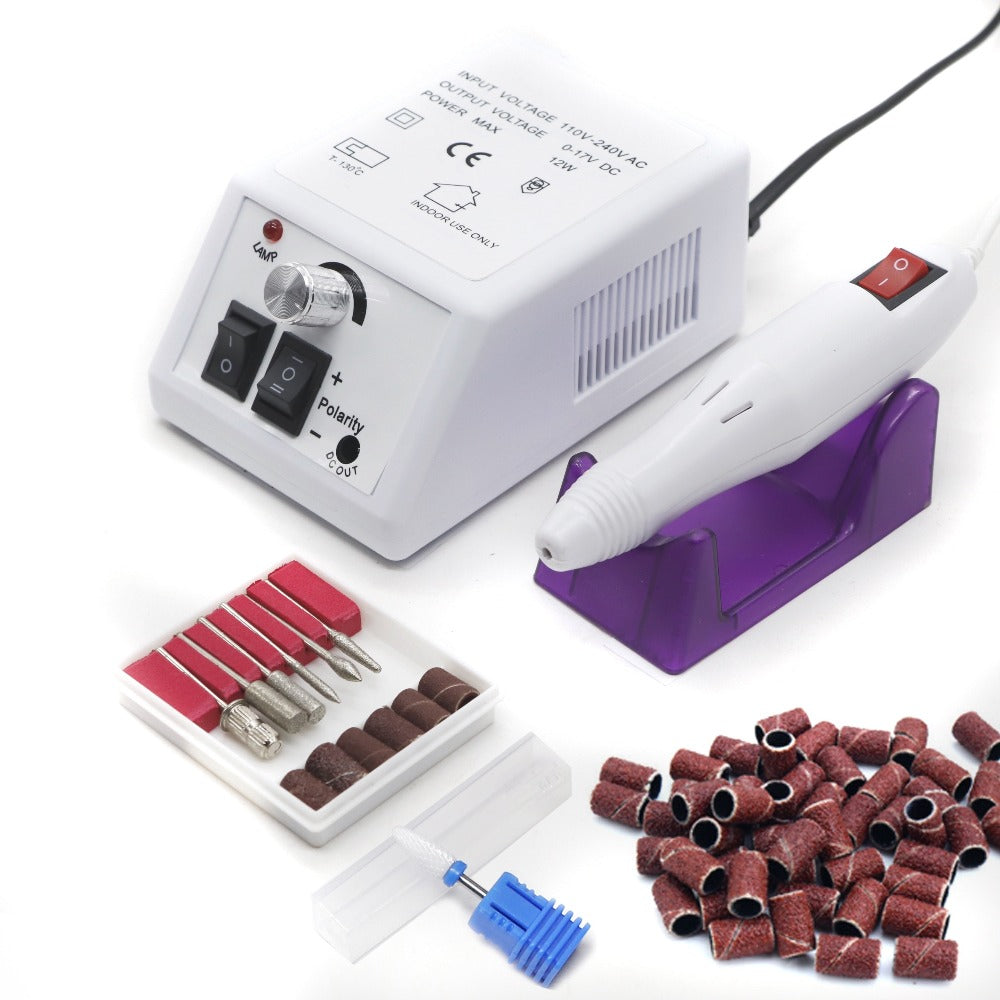 Electric Nail Drill 20000 RPM Console Kit with 6 Bits, 50 Sanding Bands and Standard or 8-in-1 Options