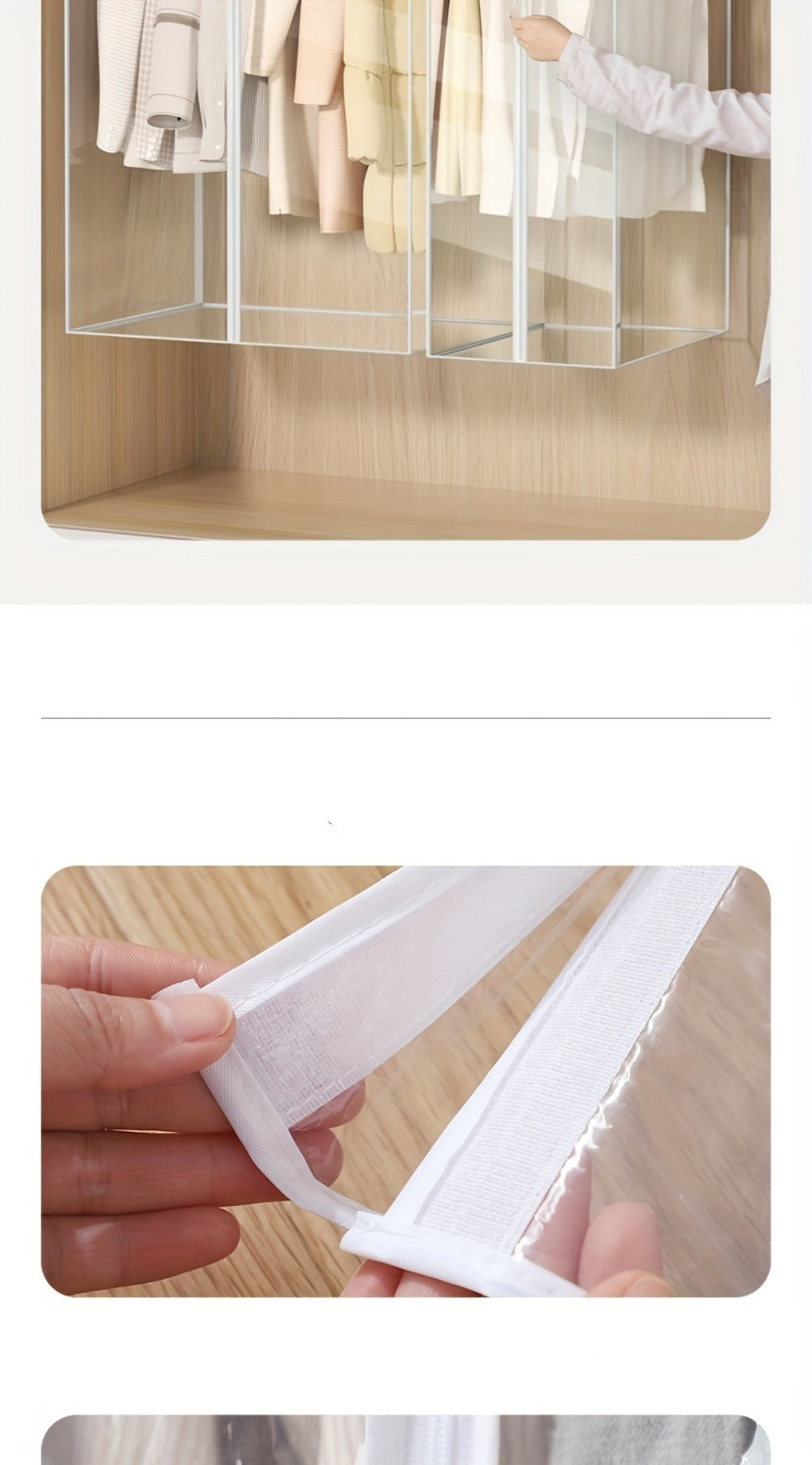 Clear Hanging Garment Bag PVC Zipper Dustproof Closet Organizer for Coats Suits Dresses for Entryways, Bedrooms and Living Spaces