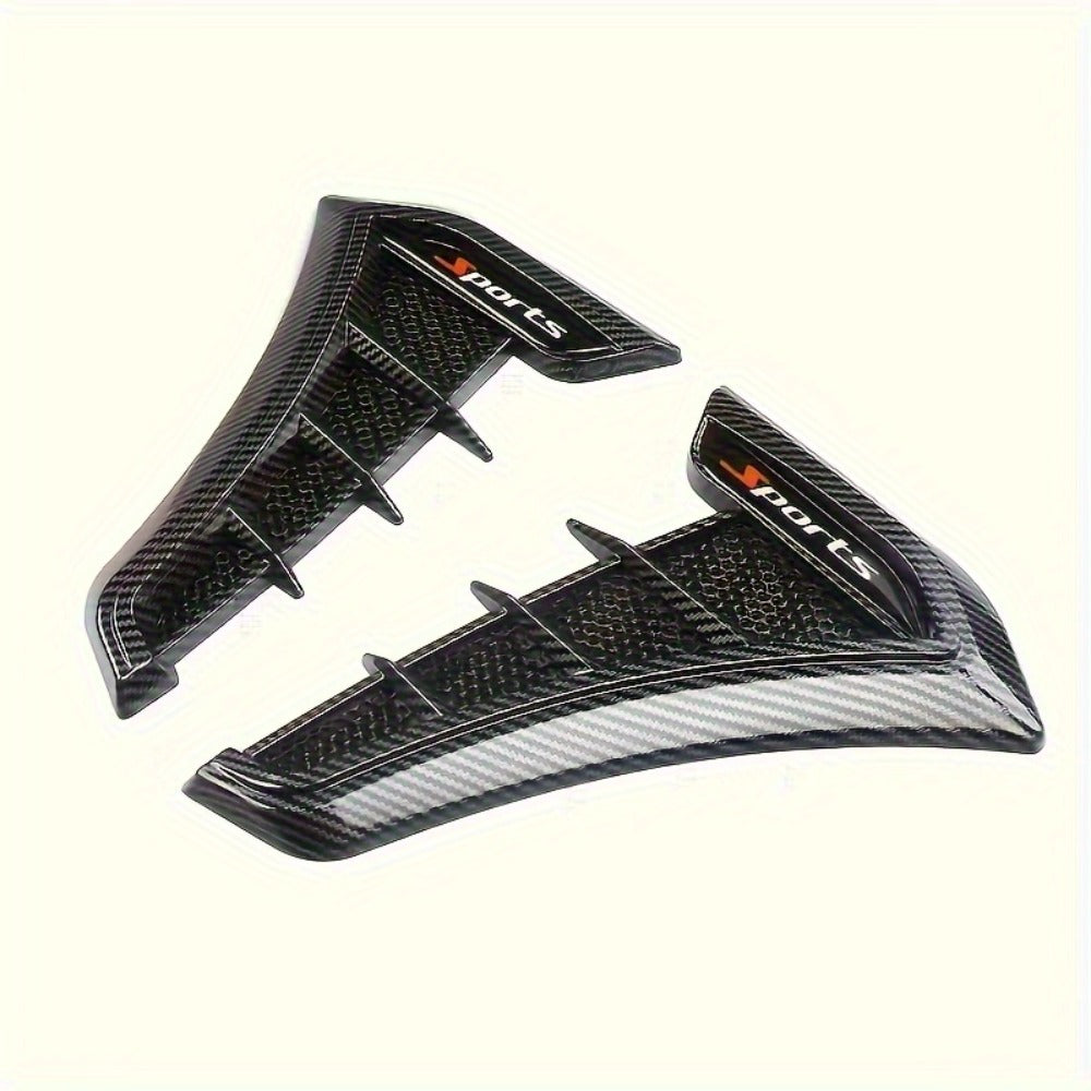 Decorative Shark-Gill Fender Vent Pair with Matte Black Finish, Adhesive Backing and 16 × 23 cm Size