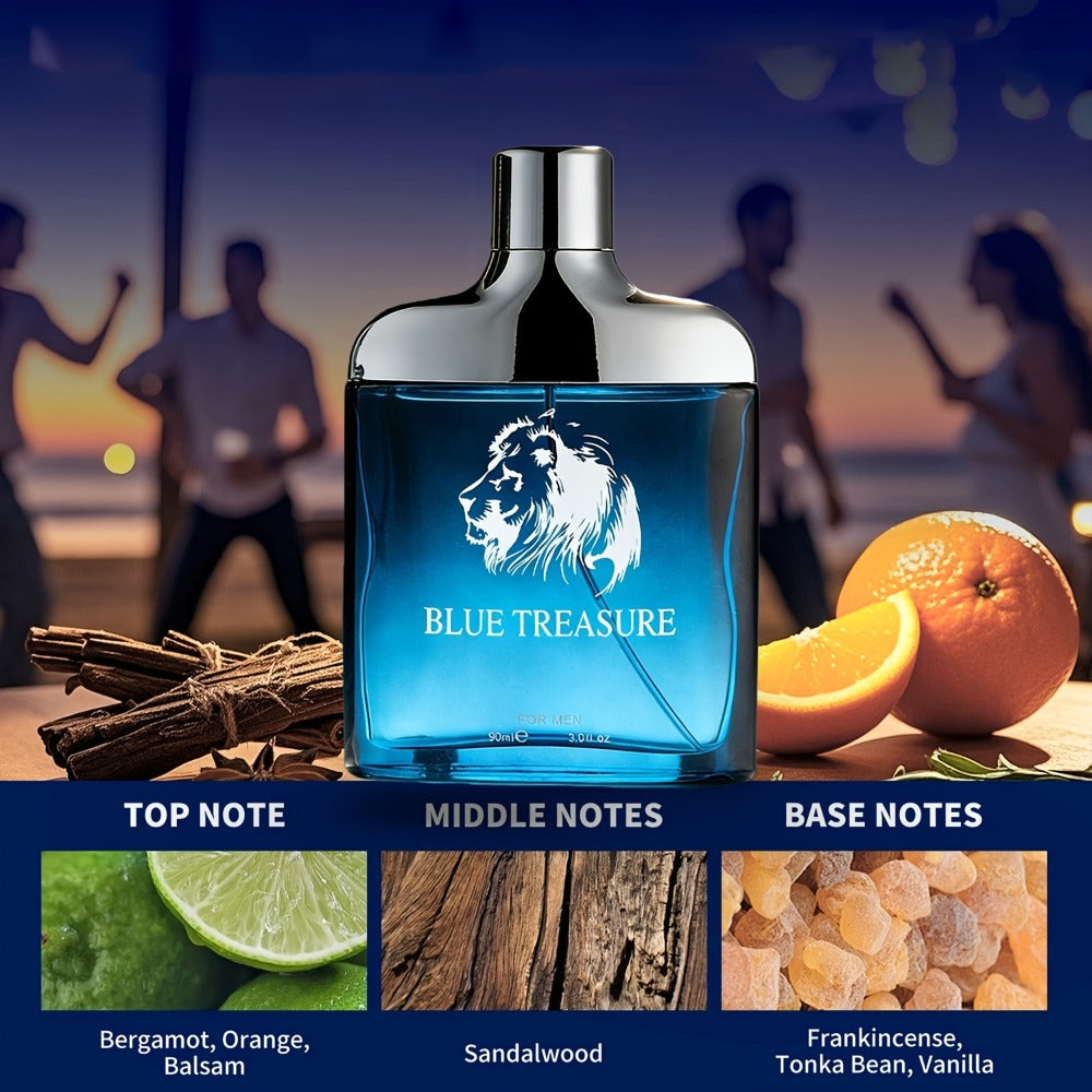 Eau de Parfum Men 90ml Cologne Spray Deep Blue Aquatic Scent Luxury Fragrance for Daily Wear Date Night Holiday Gift for Him 3.04 Fl Oz