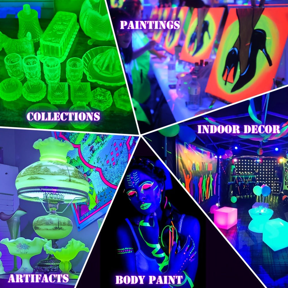 UV Black Light Bars & Strips 8-Piece Set, 385-400nm USB Powered 5V LED Blacklight for Glow Party