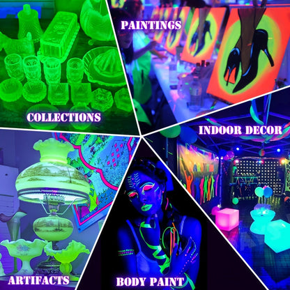 UV Black Light Bars & Strips 8-Piece Set, 385-400nm USB Powered 5V LED Blacklight for Glow Party