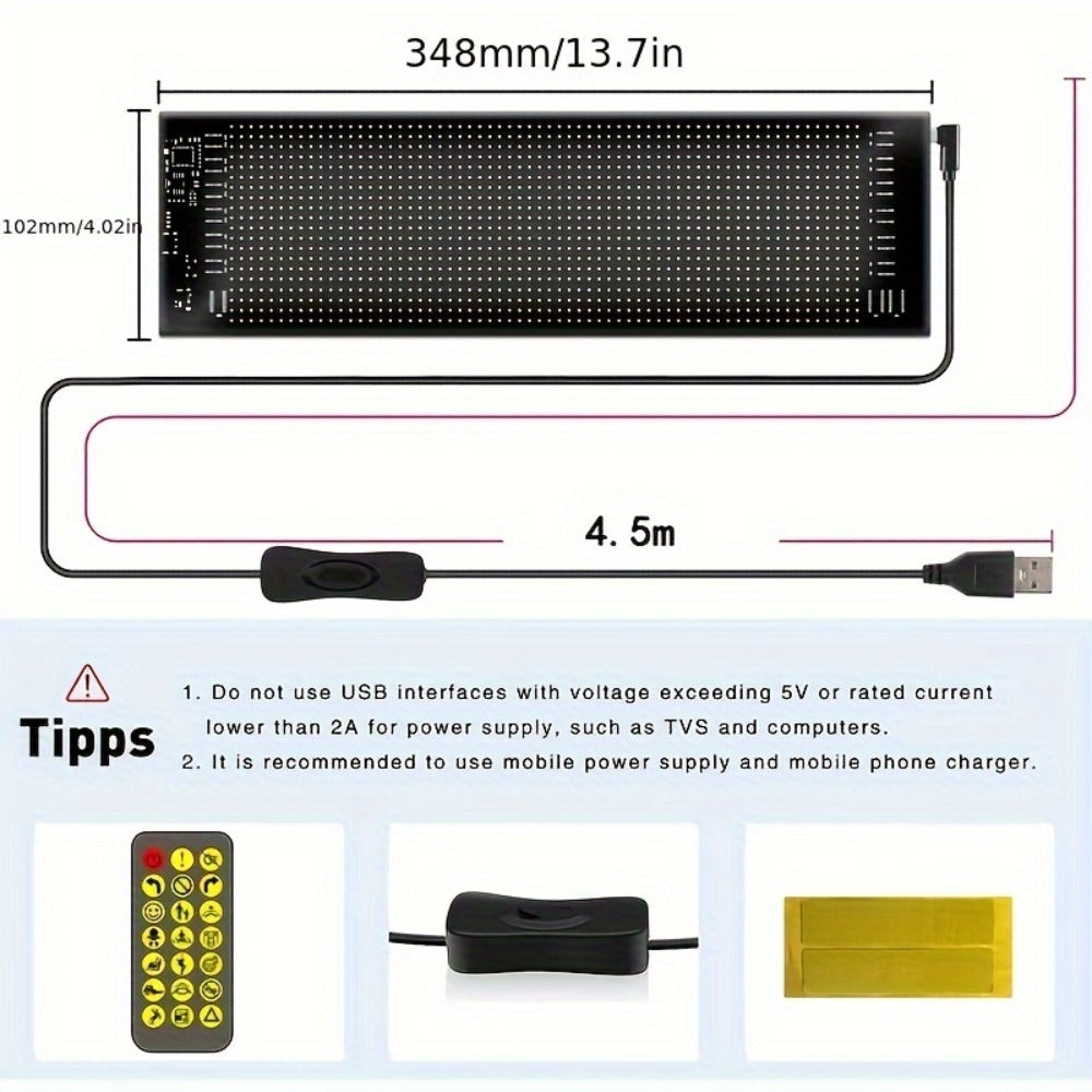 Programmable Flexible LED Matrix Panel Sign, App & Radio Controlled, Dynamic Scrolling Text Pattern & Animation