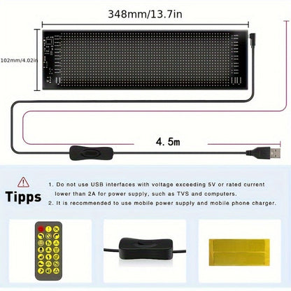 Programmable Flexible LED Matrix Panel Sign, App & Radio Controlled, Dynamic Scrolling Text Pattern & Animation