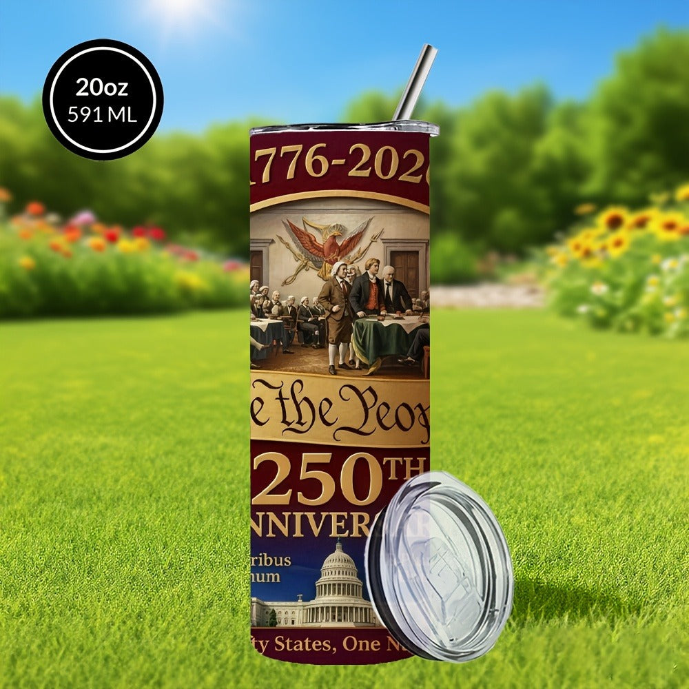 Travel Tumbler 20oz 250th Anniversary Whiskey Bottle Design Stainless Steel Insulated Cup for Entryways, Bedrooms and Living Spaces