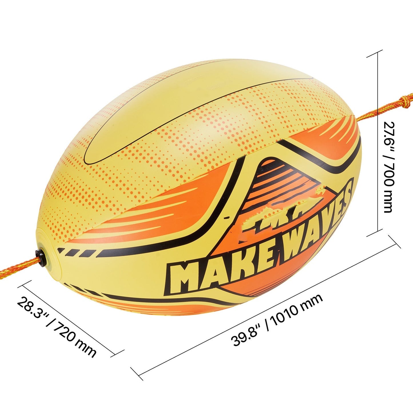 Inflatable Booster Ball for Towable Tubes 680lbs Tensile Strength 0.75mm Thickened PVC with PE Tow Rope for Boating Water Sports Sea Lake