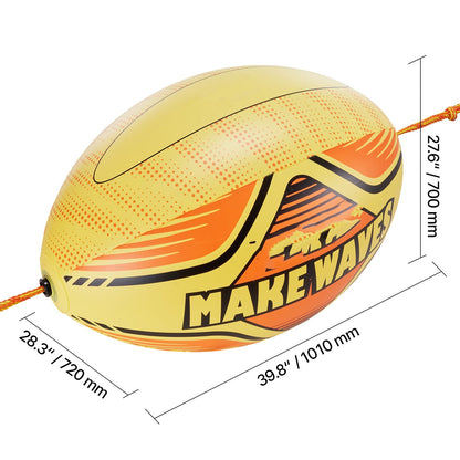 Inflatable Booster Ball for Towable Tubes 680lbs Tensile Strength 0.75mm Thickened PVC with PE Tow Rope for Boating Water Sports Sea Lake