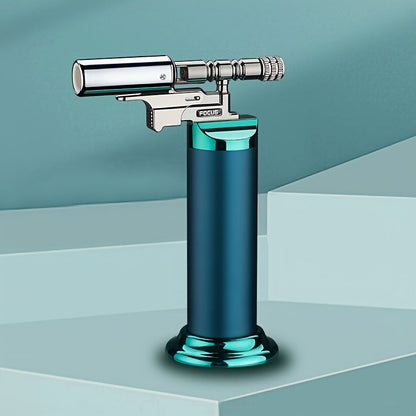 Culinary Stand Torch Lighter with Wide Stable Base, Horizontal Torch Head and Four Finishes