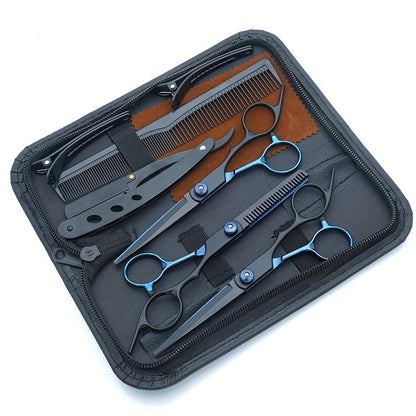 Hair Cutting Scissors Set 6 Inch Stainless Steel with Thinning Shears & Barber Comb – Colorful Professional Hairdressing Shears Kit for Men