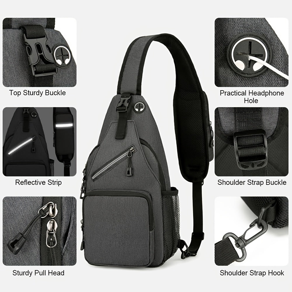Crossbody Sling Backpack for Women Men – Lightweight Oxford Cloth Shoulder Chest Bag Daypack for Hiking Traveling Camping