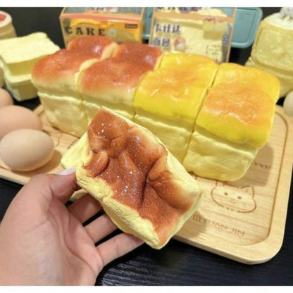 Squishy Bread Slow Rising Stress Toy, Skin-Touch Simulated Bread Fidget Squeeze Toy Desk Decor Anxiety Gift for Kids Adults
