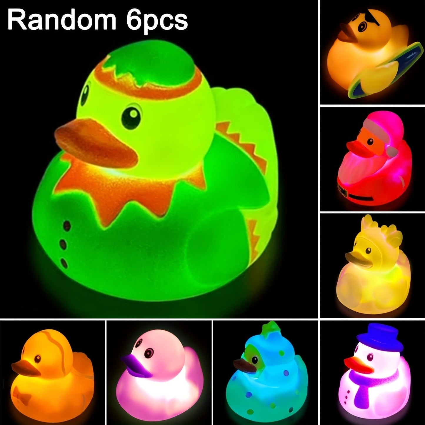 Light Up Duck Bath Toys for Toddlers, Color-Changing Floating Rubber Ducks, Sensory Water Bath Time Toys for Boys & Girls