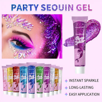 Holographic Glitter Gel Set 10 Colors Cosmetic Grade Face Body Makeup – Festival Rave Cosplay Anime