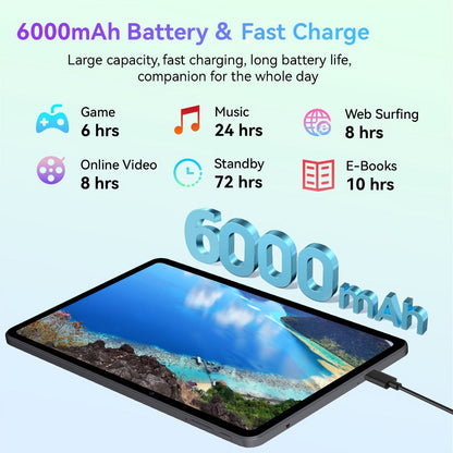 Android Tablet 10-Inch with Android 13, 6GB Advertised Memory, 32GB Internal Storage and Quad-Core CPU