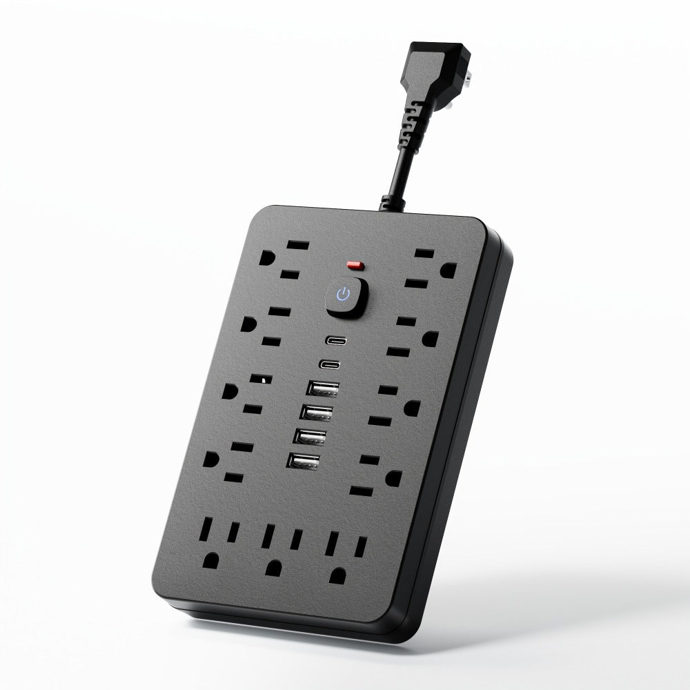 Power Strip with 11 AC Outlets, 4 USB-A, 2 USB-C and Short, 5-Foot or 10-Foot Standard or Braided Cord