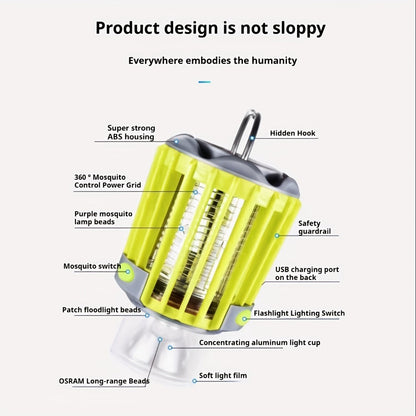 Mosquito Repellent 3-in-1 USB Rechargeable Portable LED Lantern, Indoor Outdoor Bug Repeller Camp Light with SOS Emergency Mode for Home