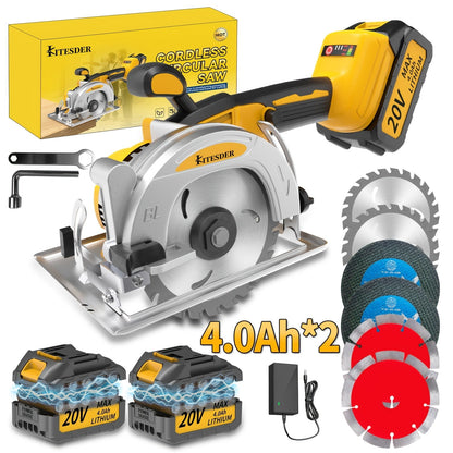 Brushless Circular Saw 5-Inch Kit 6900RPM with Battery & Charger, 45° Bevel Cut, Up to 6 Saw Blades