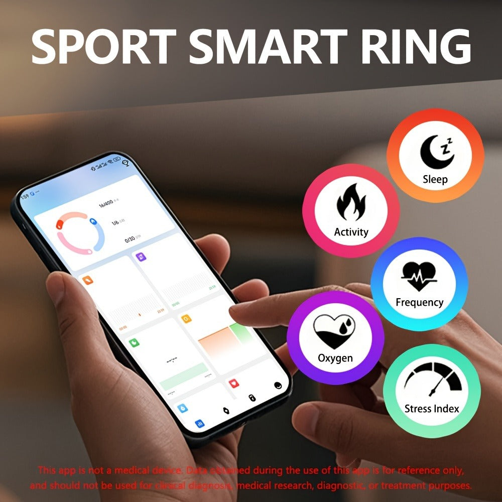 Smart Ring with Health Tracking & Charging Case – Step Count Calorie & Sleep Monitor | Long Battery | iOS & Android | Sizes #7–13 | Black