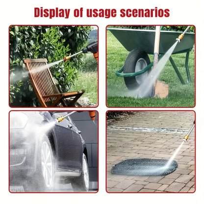 Car Pressure Washer with 4000 PSI Listing, 6-in-1 Spray Nozzle, 5m Hose and One or Two Batteries
