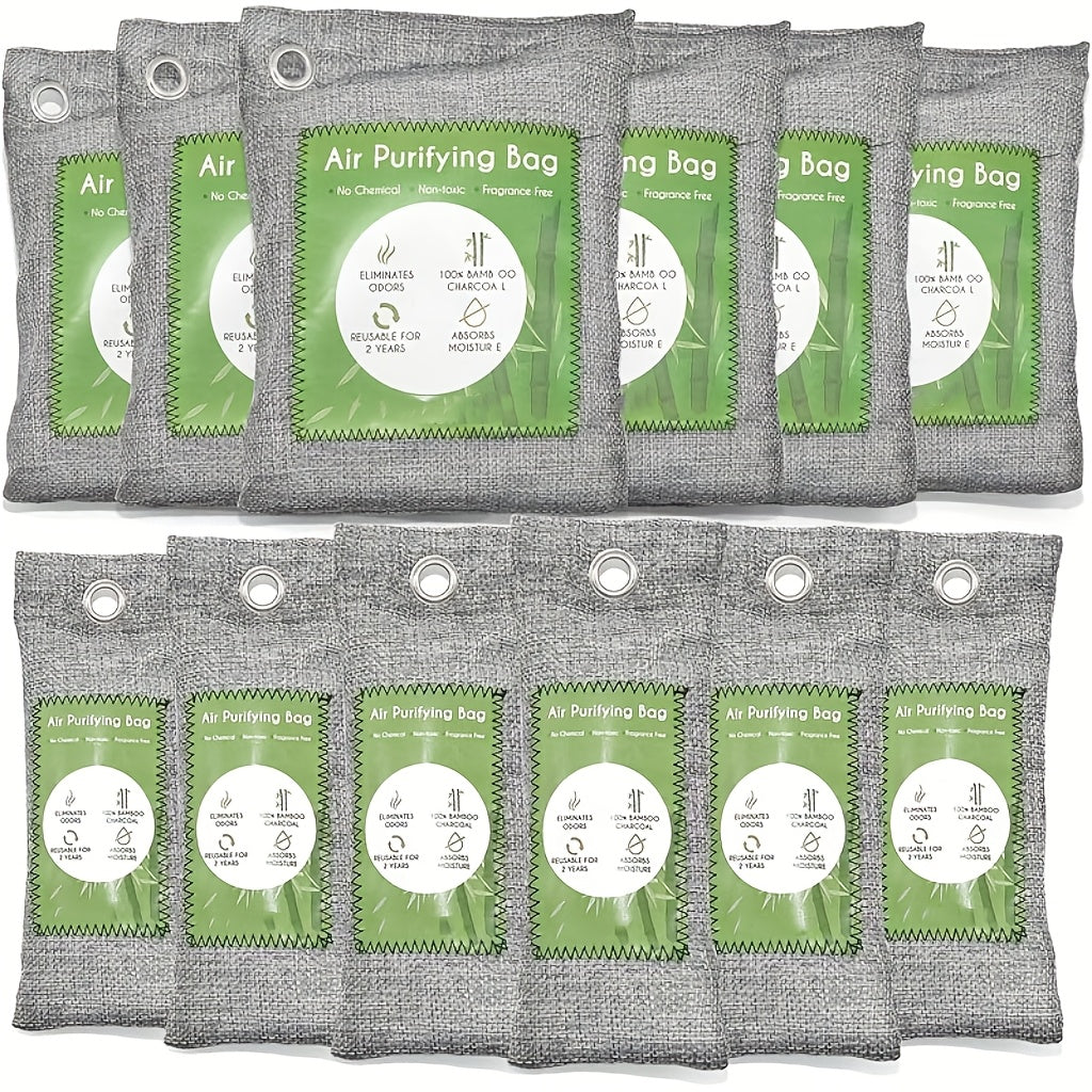 Bamboo Charcoal Air Purifying Bags Odor Absorber & Moisture Absorber Natural Activated for Entryways, Bedrooms and Living Spaces