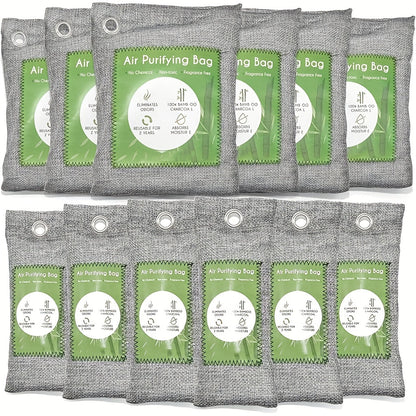 Bamboo Charcoal Air Purifying Bags Odor Absorber & Moisture Absorber Natural Activated for Entryways, Bedrooms and Living Spaces